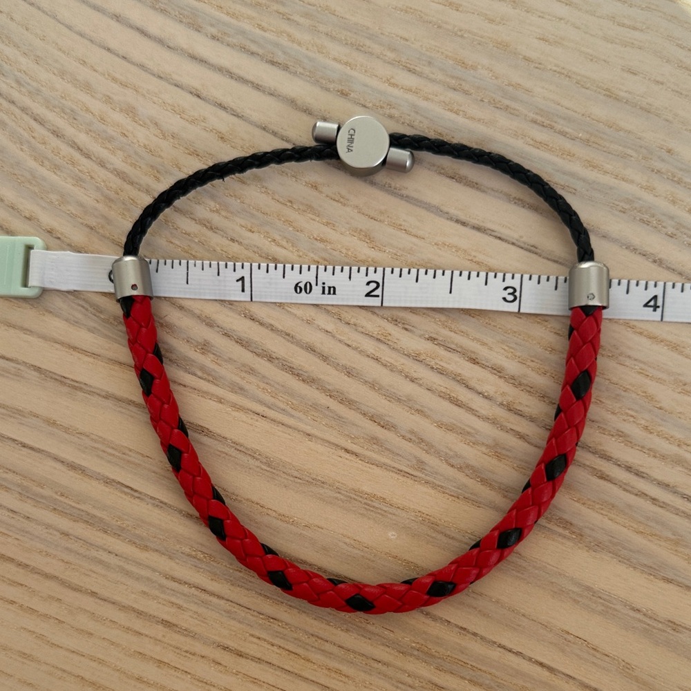 NWOT Coach Adjustable Red and Black Leather Braided Bracelet - Picture 5 of 6